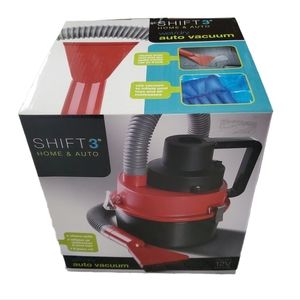 12 Volt Small Portable Wet/Dry Auto Vacuum with Nozzles 6 Pc Set - Red/Black